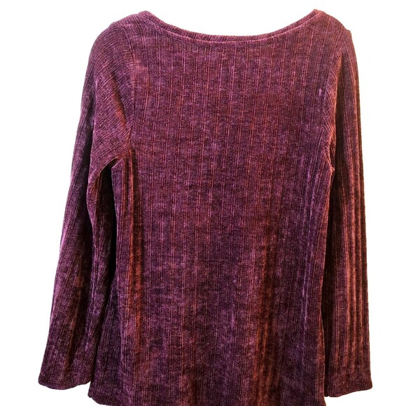 Dana Buchman Ribbed Knit Tunic Sweater Size Large Maroon Long Sleeve Top - Picture 2 of 8